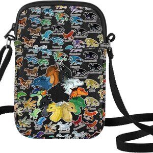 Wings Dragon Crossbody Bag with 3D Print, Canvas, Zipper, for Women